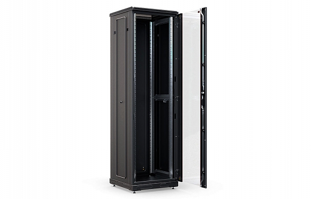 CCD ShT-NP-M-42U-800-800-S-Ch  19", 42U (800x800) Floor Mount Telecommunication Cabinet, Glass Front Door, Black внешний вид 4