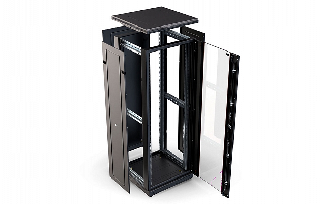 CCD ShT-NP-M-33U-600-1000-S-Ch  19", 33U (600x1000) Floor Mount Telecommunication Cabinet, Glass Front Door, Black внешний вид 2