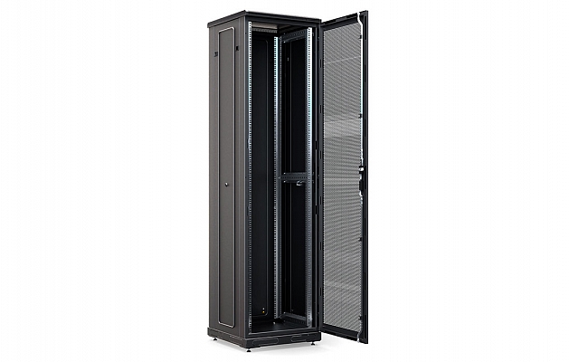 CCD ShT-NP-M-47U-600-800-P-Ch  19", 47U (600x800) Floor Mount Telecommunication Cabinet, Perforated Front Door, Black внешний вид 4