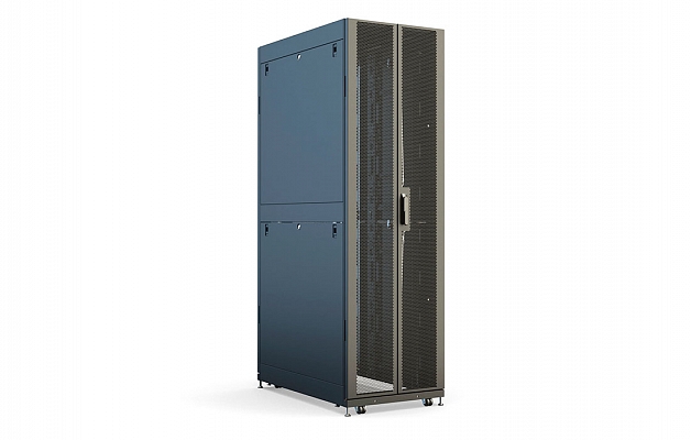 Шкаф телеком. напольный серверный ЦОД 19",45U(800x1200) , ШТ-НП-СЦД-45U-800-1200-П2П передняя дверь перфорированная,задняя перф.двойная. RAL9005 внешний вид 3