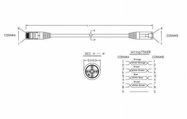 42338 Hyperline PC-LPM-STP-RJ45-RJ45-C5e-3M-LSZH-GY Patch Cord F/UTP, Shielded, Cat. 5е, LSZH, 3 m, Grey внешний вид 2