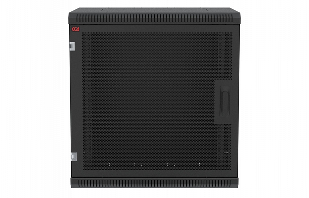 Шкаф телекоммуникационный настенный разборный черный 19”,12U(600x350), ШТ-НСр-12U-600-350-П-Ч дверь перфорированная ССД внешний вид 2