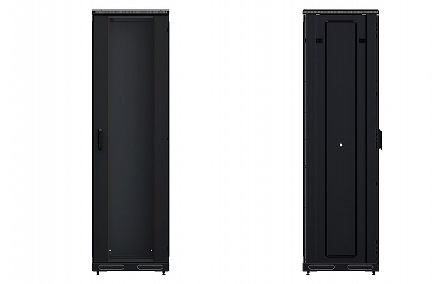 Шкаф телекоммуникационный напольный 19",42U(600x1000), ШТ-НП-М-42U-600-1000-С-Ч, передняя дверь стекло, черный ССД внешний вид 3