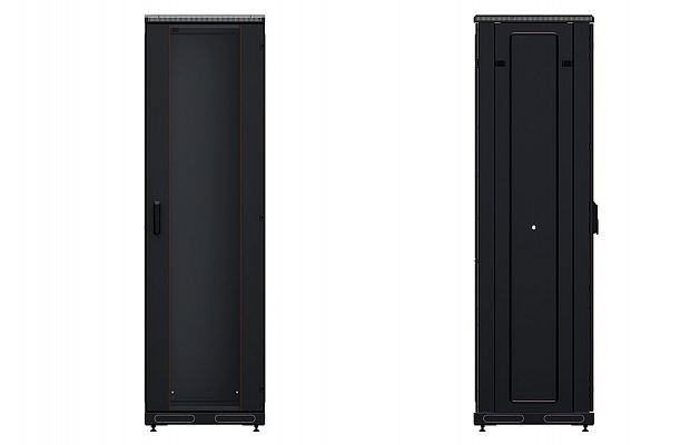 Шкаф телекоммуникационный напольный 19",42U(600x1000), ШТ-НП-М-42U-600-1000-С-Ч, передняя дверь стекло, черный ССД внешний вид 3