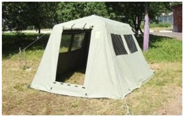 KABELSHCHIK Tent 2.31x2.88x1.63m (WxDxH), green tarpaulin внешний вид 5