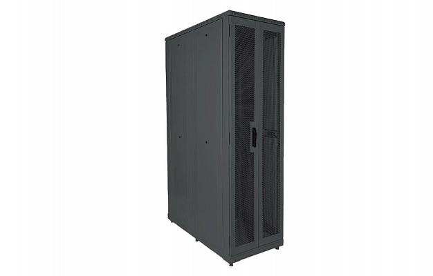 ShT-NP-S-47U-800-1200-P2P-Ch  19", 47U (800x1200) Floor Mount Telecommunication Server Cabinet, Perforated Front Door, Perforated Double-Leaf Rear Door, Black