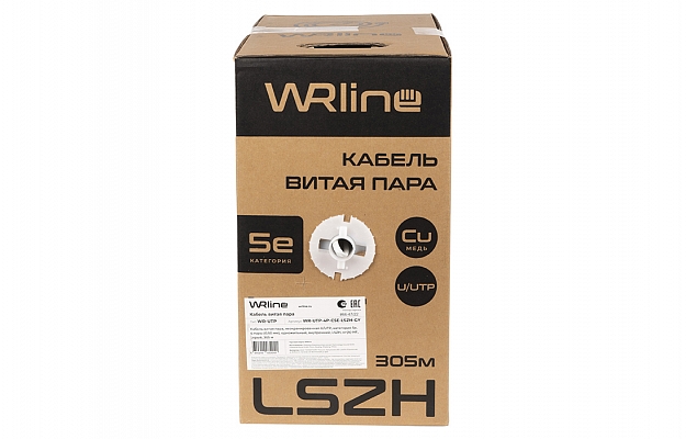 WRline WR-UTP-4P-C5E-LSZH-GY (куски) Кабель витая пара, неэкранированный U/UTP, категория 5e, 4 пары (0,50 мм), одножильный, внутренний, LSZH, нг(A)-HF, серый внешний вид 2