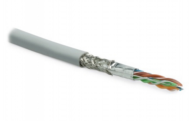 246264 Hyperline SFUTP4-C5E-S24-IN-LSZH-GY-305 (305 m) Twisted Pair Cable, SF/UTP, Category 5e, 4 pairs (24 AWG), Solid, –Braid& Foil Screen внешний вид 1