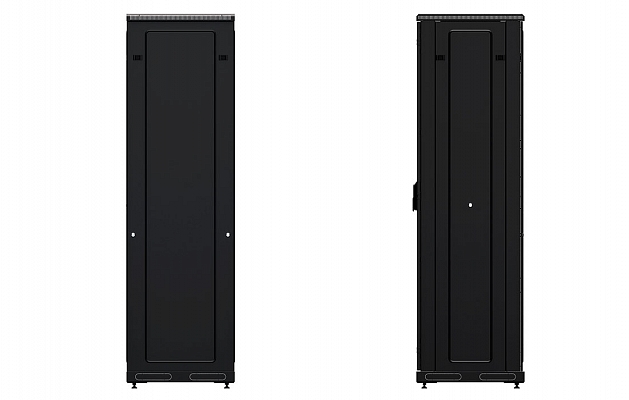 CCD ShT-NP-M-42U-600-600-S-Ch  19", 42U (600x600) Floor Mount Telecommunication Cabinet, Glass Front Door, Black внешний вид 5