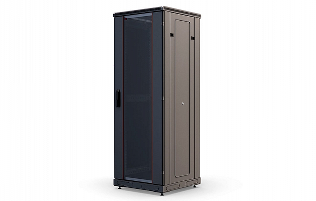 Шкаф телекоммуникационный напольный 19", 27U(600x600), ШТ-НП-М-27U-600-600-С-Ч, передняя дверь стекло, черный ССД внешний вид 1