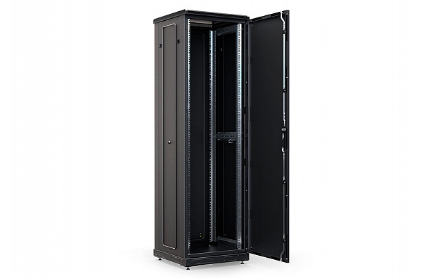 Шкаф телекоммуникационный напольный 19", 42U(800x800), ШТ-НП-М-42U-800-800-М-Ч, передняя дверь металл, черный ССД внешний вид 4
