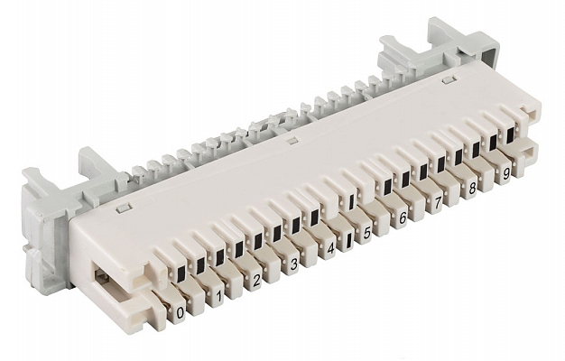 Плинт универсальный ПВТ-10Р-5е, 10 пар размыкаемые контакты 0...9 внешний вид 3