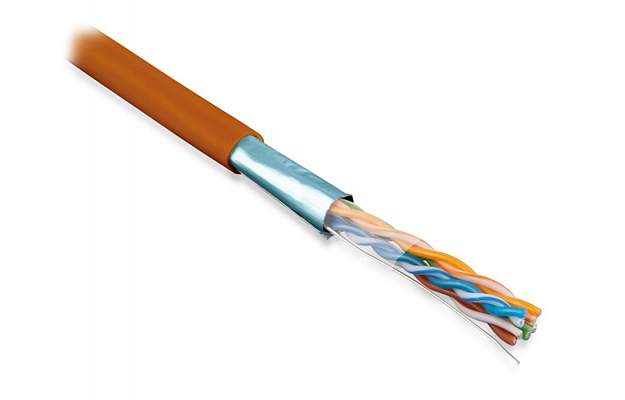 45528 Hyperline FUTP4-C5E-S24-IN-LSZH-OR-305 (305 m) Twisted Pair Cable, F/UTP, Category 5e, 4 pairs (24 AWG), Solid, –Foil Screen, LSZH Orange внешний вид 1