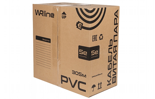 WRline WR-FTP-4P-C5E-PVC-GY Кабель витая пара, экранированный F/UTP, категория 5e, 4 пары (0,50 мм), одножильный, внутренний, PVC нг(А)-LS, серый, 305 м внешний вид 5