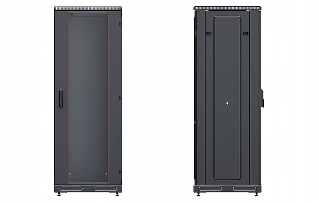 CCD ShT-NP-M-33U-600-600-S-Ch  19", 33U (600x600) Floor Mount Telecommunication Cabinet, Glass Front Door, Black внешний вид 3