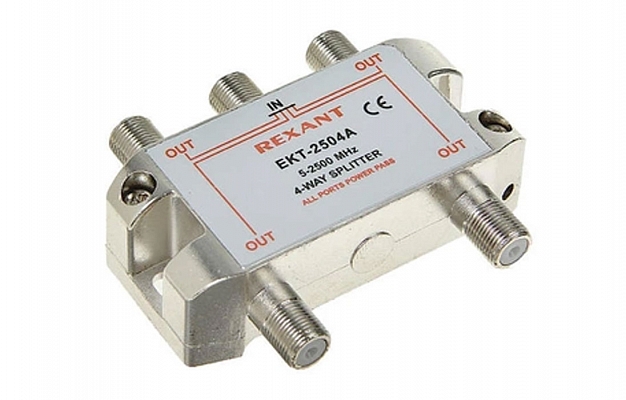 05-6203 REXANT SPUTNIK 4-Way TV Splitter, F Port, 5-2500 MHz
