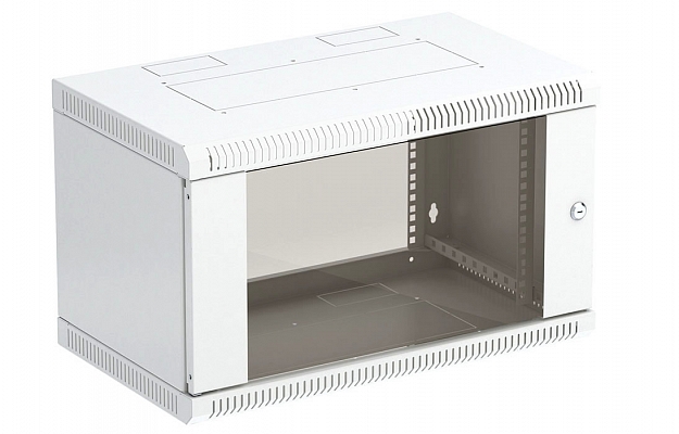 Шкаф телекоммуникационный настенный разборный 19”,6U(600x650), ШТ-НСр-6U-600-650-С дверь стекло ССД внешний вид 1