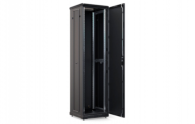 Шкаф телекоммуникационный напольный 19", 47U (800x800), ШТ-НП-М-47U-800-800-М-Ч, передняя дверь металл, черный ССД внешний вид 4