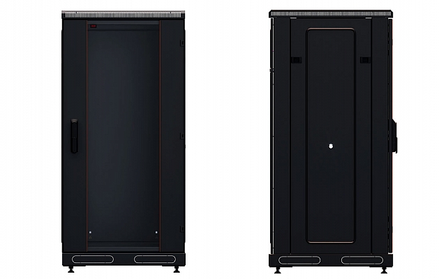 Шкаф телекоммуникационный напольный 19", 24U(600x1000), ШТ-НП-М-24U-600-1000-С-Ч, передняя дверь стекло, черный ССД внешний вид 3