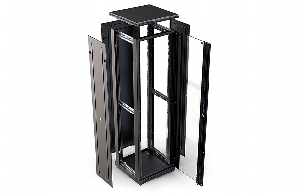 CCD ShT-NP-M-42U-800-800-S-Ch  19", 42U (800x800) Floor Mount Telecommunication Cabinet, Glass Front Door, Black внешний вид 2