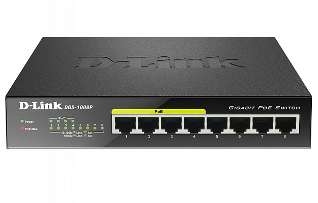 Коммутатор D-Link DGS-1008P внешний вид 1