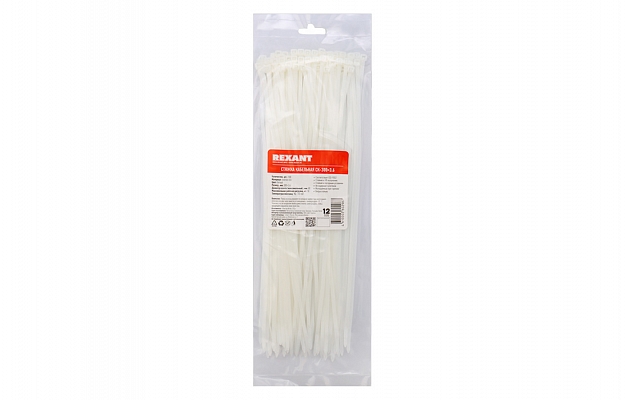 07-0300 REXANT 300x3.6mm Cable Ties, White (Pack of 100) внешний вид 1