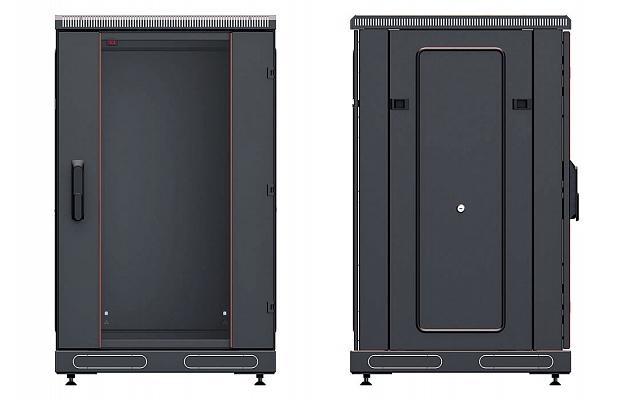 CCD ShT-NP-M-18U-600-800-S-Ch 19", 18U (600x800) Floor Mount Telecommunication Cabinet, Glass Front Door, Black внешний вид 3