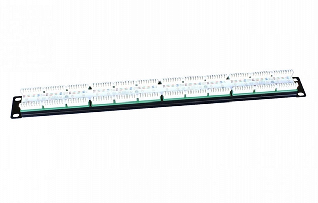 246095 Hyperline PP3-19-24-8P8C-C5E-110D Патч-панель 19", 1U, 24 порта RJ-45, категория 5e, Dual IDC, ROHS, цвет черный внешний вид 2