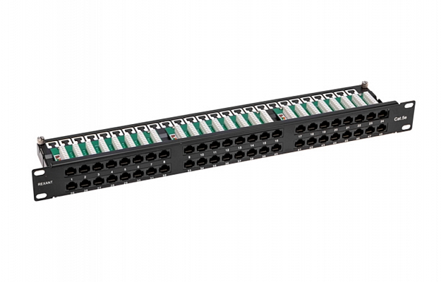 02-0033 REXANT PRO Патч-панель высокой плотности с кабельными органайзерами 19", 1U, 48 портов, UTP, RJ-45, CAT 5e внешний вид 1