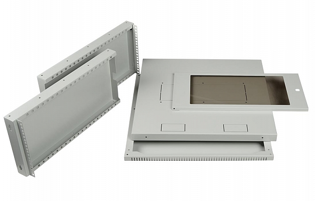 Шкаф телекоммуникационный настенный разборный со съемными боковыми стенками 19”,9U(600x650), ШТ-НСрМ-9U-600-650-М дверь металл ССД внешний вид 4