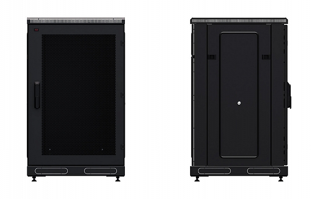 Шкаф телекоммуникационный напольный 19",18U(600x1000), ШТ-НП-М-18U-600-1000-П-Ч, передняя дверь перфорация, черный ССД внешний вид 3