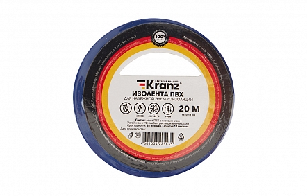 KR-09-2605 Изолента ПВХ KRANZ 15 мм х 20 м, синяя,...