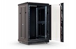 CCD ShT-NP-M-18U-600-1000-S-Ch 19", 18U (600x1000) Floor Mount Telecommunication Cabinet, Glass Front Door, Black внешний вид 4