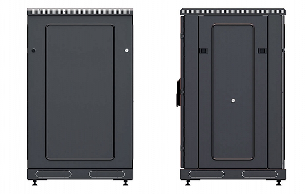 CCD ShT-NP-M-18U-800-800-S-Ch  19", 18U (800x800) Floor Mount Telecommunication Cabinet, Glass Front Door, Black внешний вид 5
