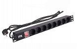 PH12-8D1 ITK PDU 8 розеток нем. ст, с LED выкл,1U, шнур 2м вилка нем. ст