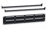 WRline WR-PL-48-C5E-D Патч-панель 19" (2U), 48 портов RJ-45, категория 5e, Dual IDC, с задним кабельным организатором, цвет черный