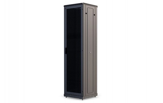 Шкаф телекоммуникационный напольный 19", 47U (600x1000), ШТ-НП-М-47U-600-1000-П-Ч, передняя дверь перфорация, черный ССД внешний вид 1