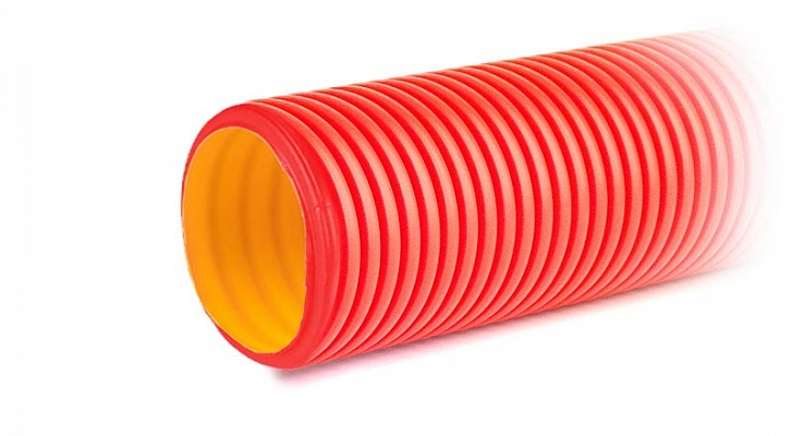 160920-8K Двустенная труба ПНД жесткая для кабельной канализации д.200мм, SN8, 750Н, 6м, цвет красный