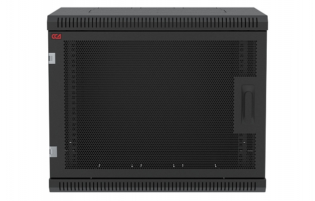 Шкаф телекоммуникационный настенный разборный черный 19”,9U(600x450), ШТ-НСр-9U-600-450-П-Ч дверь перфорированная ССД внешний вид 2