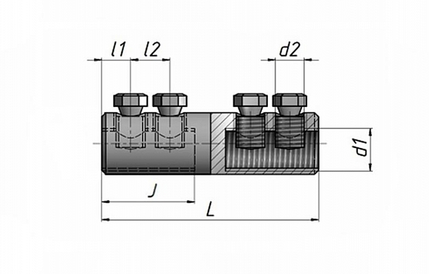 Соединитель болтовой рядный 4СБ-2 (70-120 мм2) внешний вид 3