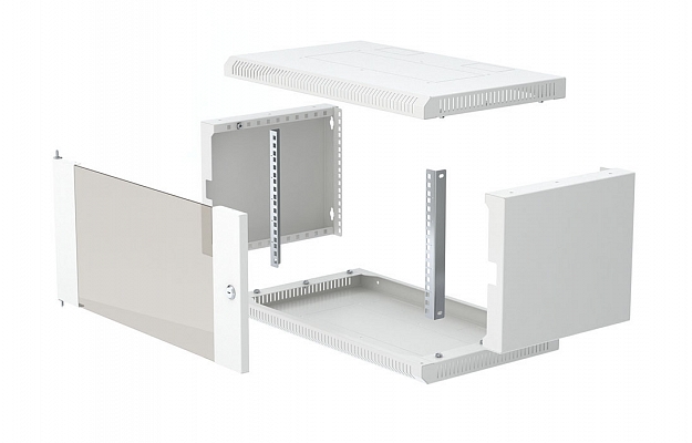 CCD ShT-NSr-6U-600-450-S  19", 6U (600x450) Wall Mount Dismountable Telecommunication Cabinet, Glass Door внешний вид 9