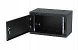 Шкаф телекоммуникационный настенный разборный черный 19”,6U(600x350), ШТ-НСр-6U-600-350-М-Ч дверь металл ССД внешний вид 2