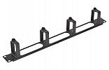 Органайзер кабельный горизонтальный с окнами 4 кольца 1U ОКО-19"-1U. цвет черный ССД внешний вид 1