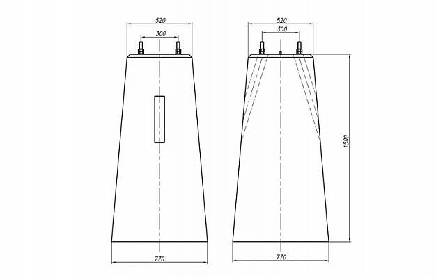 Фундамент усиленный для светофоров с наклонной лестницей ФС 150х77 15379-00-00 внешний вид 2
