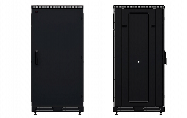 Шкаф телекоммуникационный напольный 19", 24U(800x800), ШТ-НП-М-24U-800-800-М-Ч, передняя дверь металл, черный ССД внешний вид 3