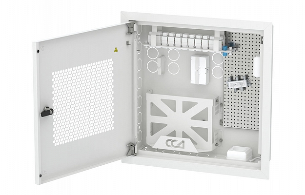 CCD ShT-NSs Apartment Built-In Telecommunication Cabinet, Radio- Transparent Door, 2+1 patch cords, 1х3 splitter внешний вид 2