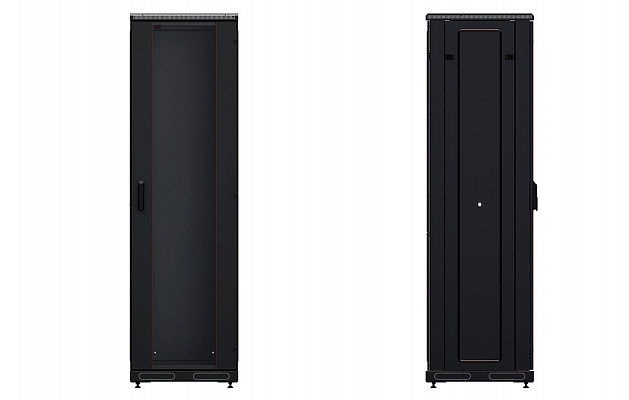 CCD ShT-NP-M-42U-800-800-S-Ch  19", 42U (800x800) Floor Mount Telecommunication Cabinet, Glass Front Door, Black внешний вид 3