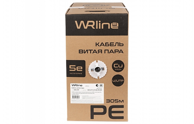 WRline WR-UTP-4P-C5E-PE-BK Кабель витая пара, неэкранированный U/UTP, категория 5e, 4 пары (0,50 мм), одножильный, внешний, PE, черный, 305 м внешний вид 2