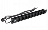 PH22-9D1-P ITK PDU 9 розеток нем. ст, 1U, шнур 2м вилка нем. ст ПВХ чер внешний вид 1