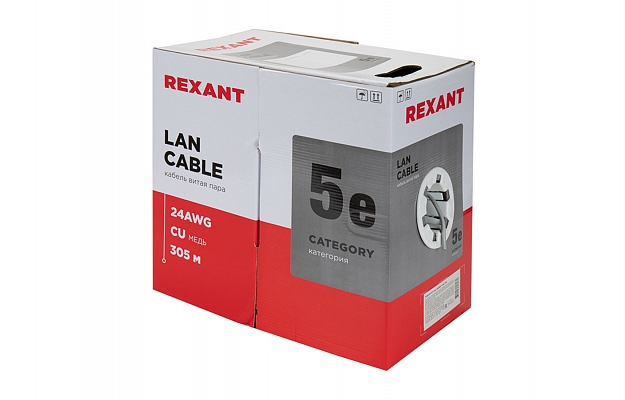 01-0143 Кабель витая пара REXANT FTP 4PR 24AWG, CAT5e (бухта 305 м) внешний вид 1